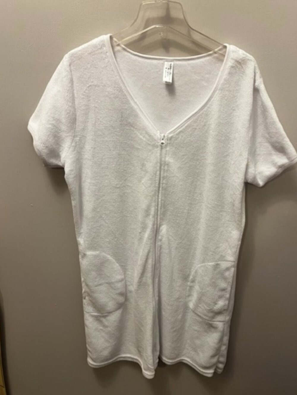 Women's Bobbie Brooks White mini dress swim coverup w/zipper, Size XL, Ex Con!